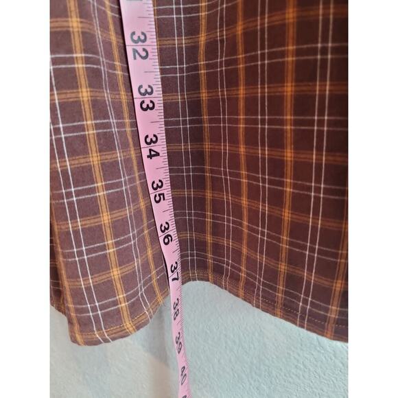 Mecca Mens Button-Up Collared Long Sleeve Shirt 5X Brown Plaid Windowpane Y2K - Picture 5 of 6